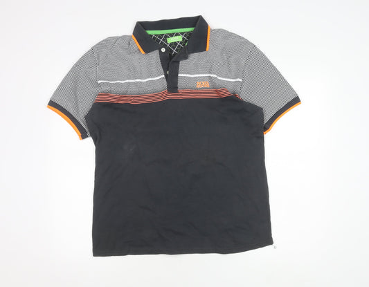 Hugo Boss Men's Black Polo Shirt 2XL Graphic Print