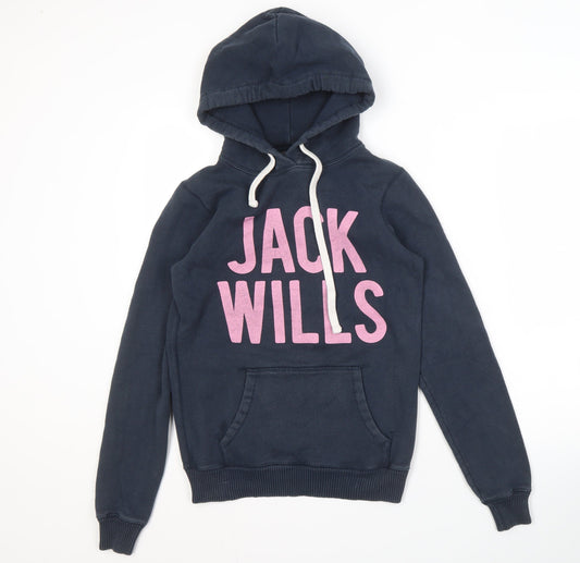 Womens UK 8 Regular Jack Wills Blue Pullover Hoodie