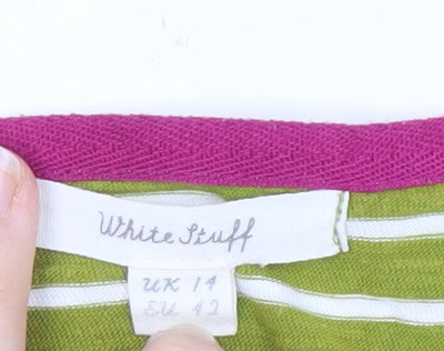 White Stuff Women's Green Striped Dress Size 14