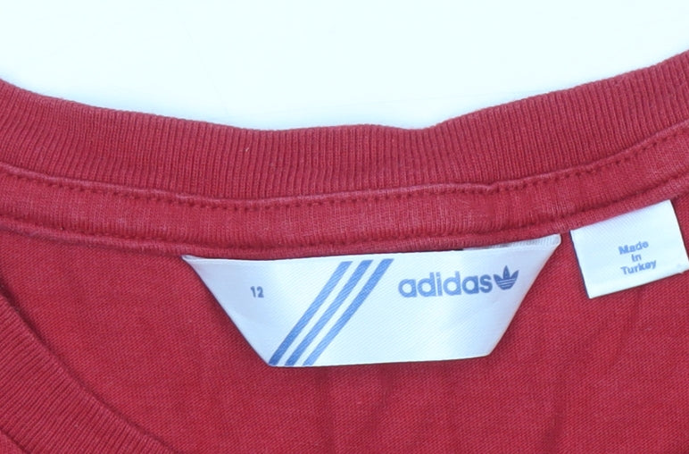 Adidas Women's Red T-Shirt, Size 12, Casual Style