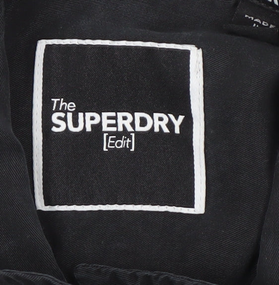 Superdry Women's 3/4 Sleeve Black Collared Dress
