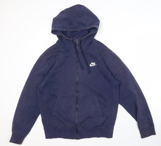 Mens UK S Regular Nike Blue Full Zip Hoodie