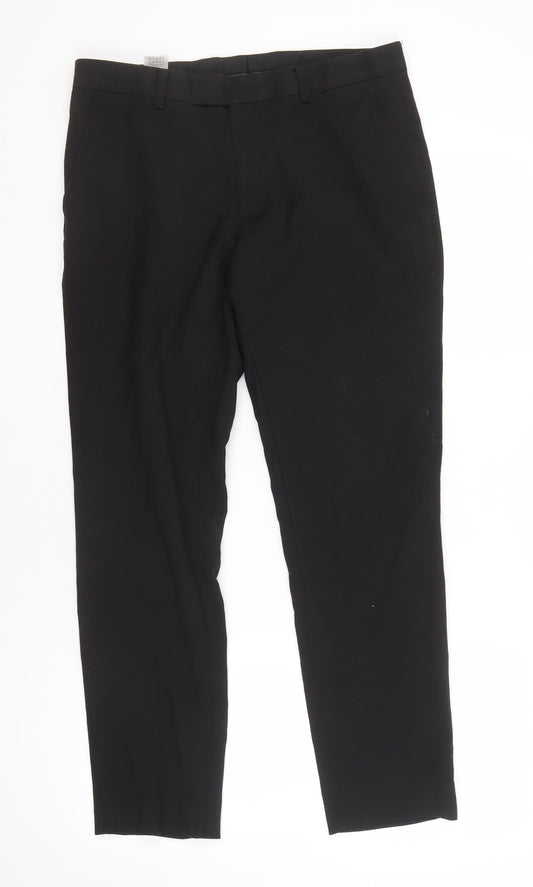 Moss Men’s Black Trousers 32S Viscose Blend