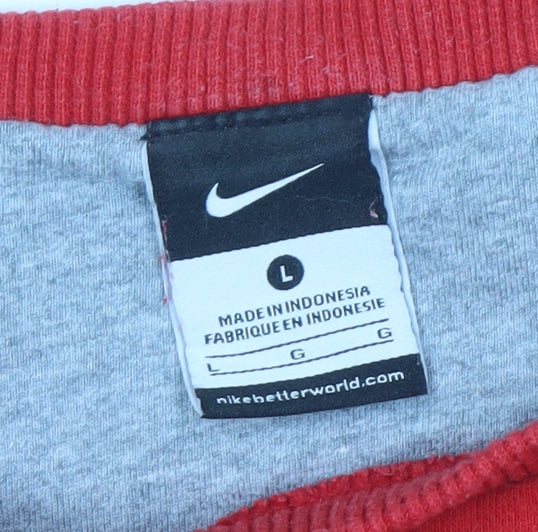 Nike Men's Red Crew Neck Sweatshirt L Pullover