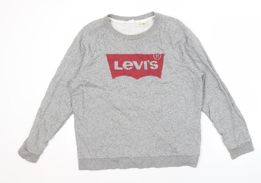 Levi's Men's Grey Crew Neck Logo Pullover Sweatshirt M
