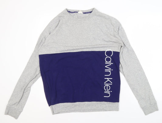 Calvin Klein Men's Grey Blue Pullover Sweatshirt M