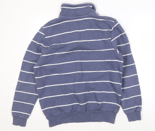 Crew Clothing Company Men's Blue L Striped 1/4 Zip Sweatshirt