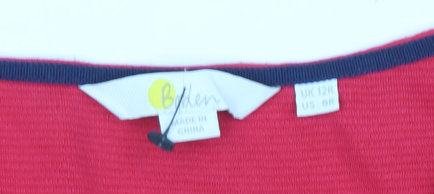 Boden Women's Red Sheath Dress 12, V-Neck, 3/4 Sleeve