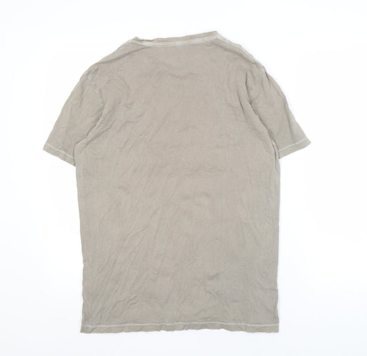 AllSaints Men's Beige M Cotton Regular Fit T-Shirt