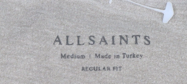 AllSaints Men's Beige M Cotton Regular Fit T-Shirt