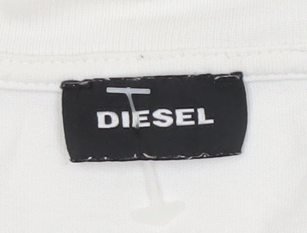 Diesel Men's White T-Shirt, Size S, Short Sleeve
