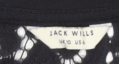 Jack Wills Women's Black Cropped Lace Top Size 10
