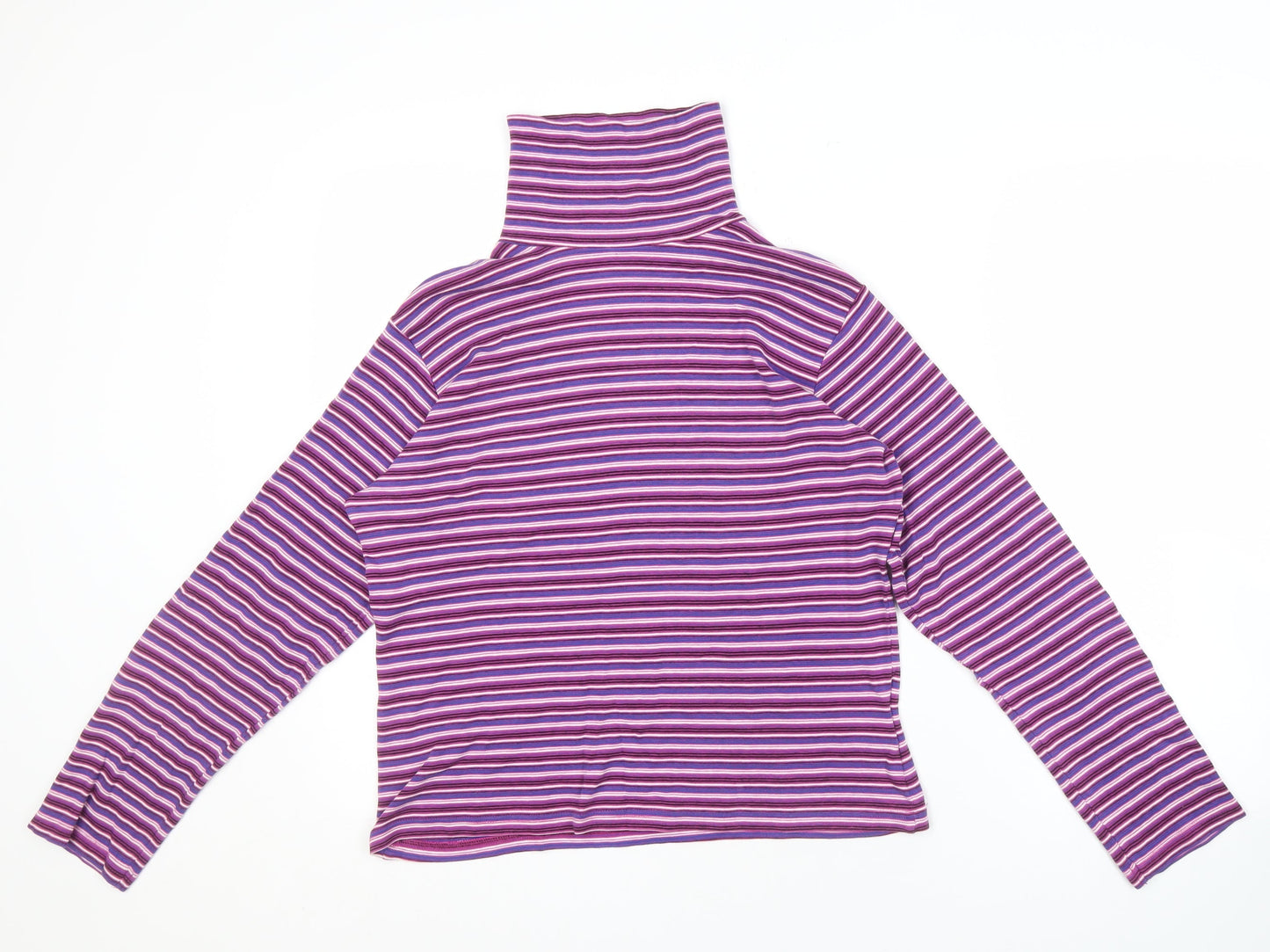 EWM Women's Purple Striped Roll Neck Top M