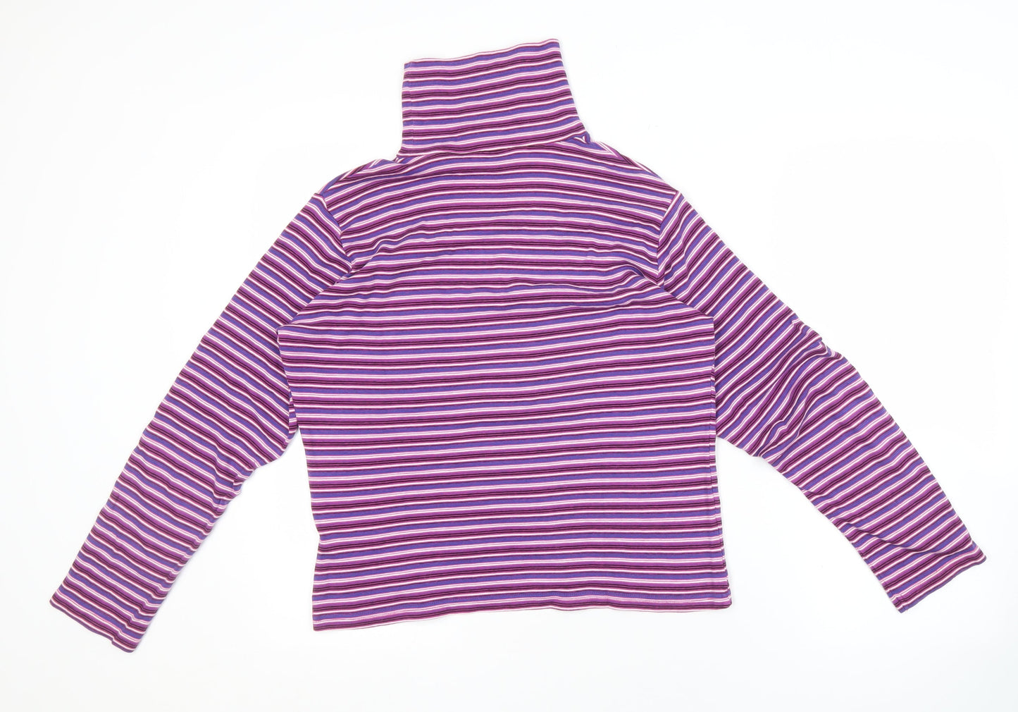 EWM Women's Purple Striped Roll Neck Top M