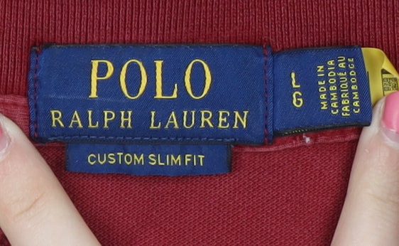 Ralph Lauren Men's Red Slim Fit Long Sleeve Polo