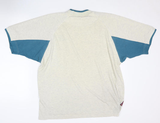 Puma Men's Beige Blue Colourblock T-Shirt L