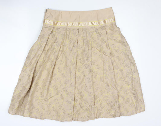 InWear Women's Beige Floral Pleated Skirt Size 8
