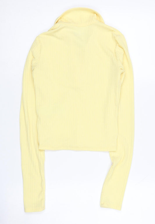 Hollister Women's Yellow Cropped Polo XS