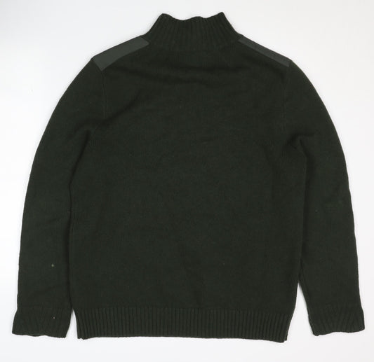 White Stuff Men's Green Pullover Jumper, L, 1/4 Zip