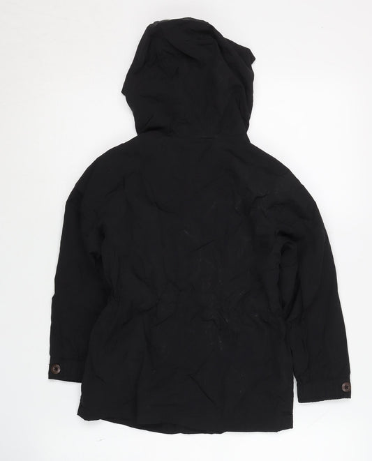 Zara Boys Black Hooded Jacket Size 5 Years with Button Accents