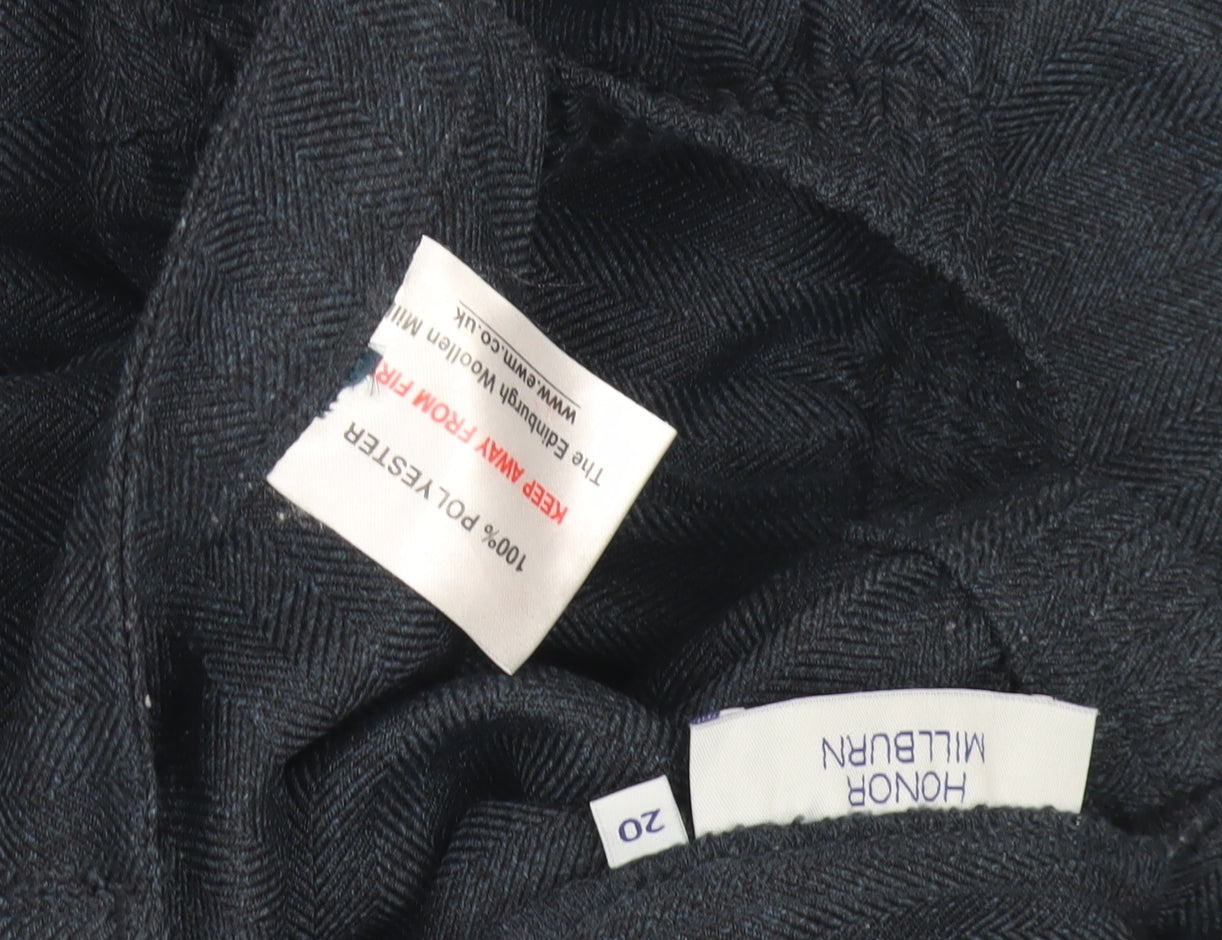 Honor Millburn Women's Blue Herringbone Trousers Size 20