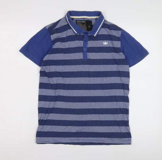 Urban Spirit Men's Blue Striped Polo Shirt Size S
