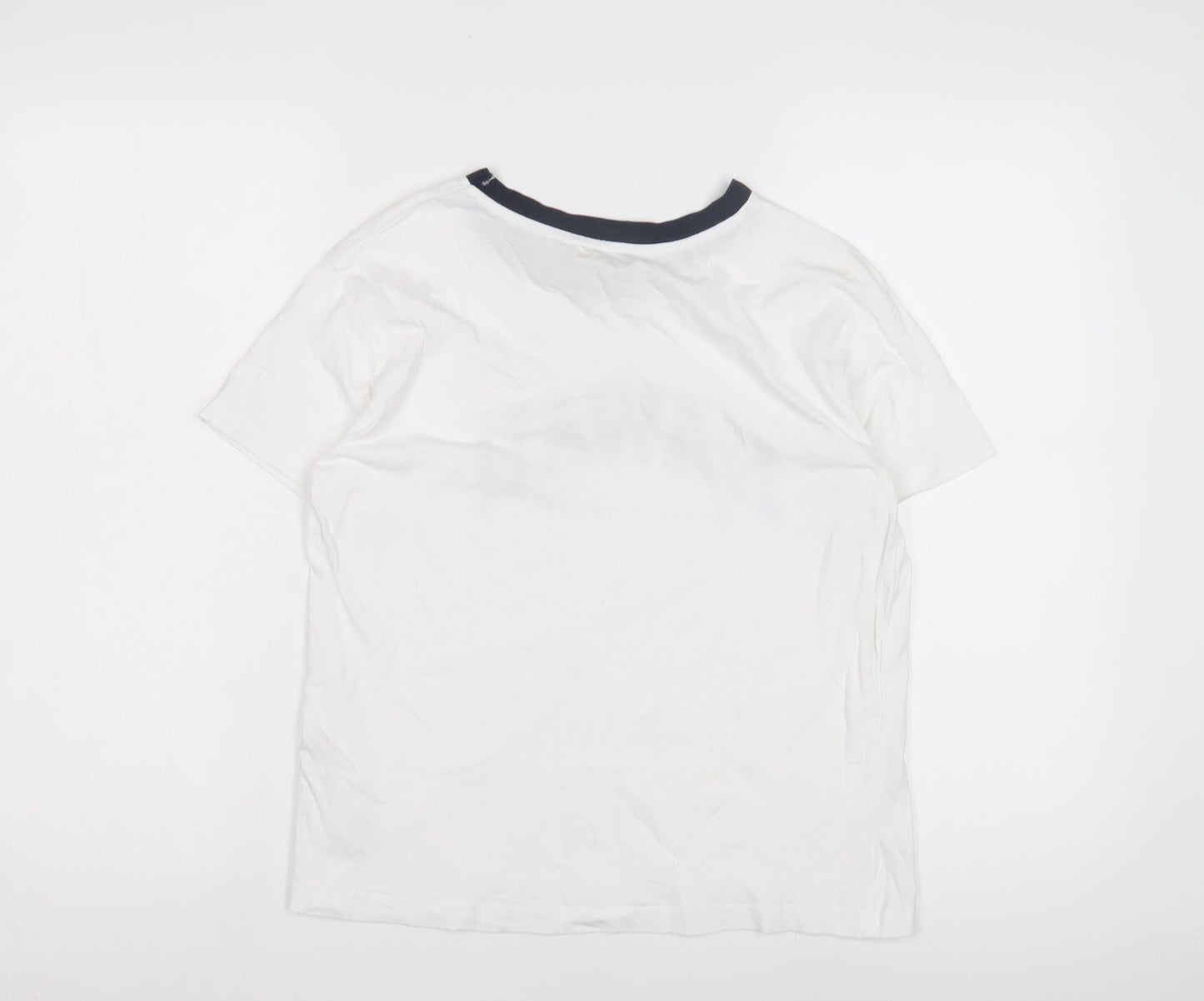 Pull & Bear White Ringer T-Shirt M Unisex Casual