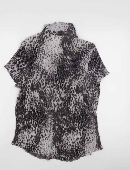 Classics Women's Grey Animal Print Short Sleeve Shirt