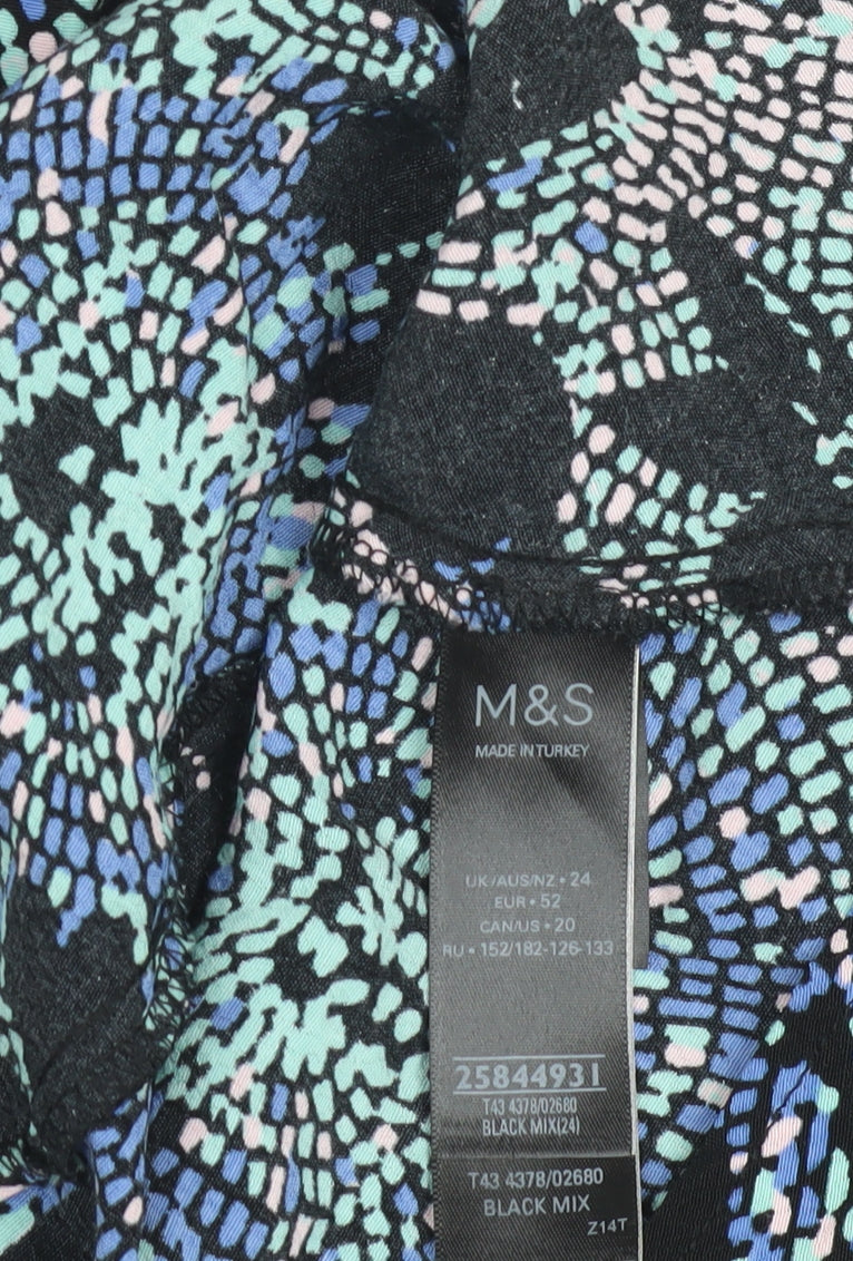 Marks and Spencer Women's Black Floral Blouse 24 Plus