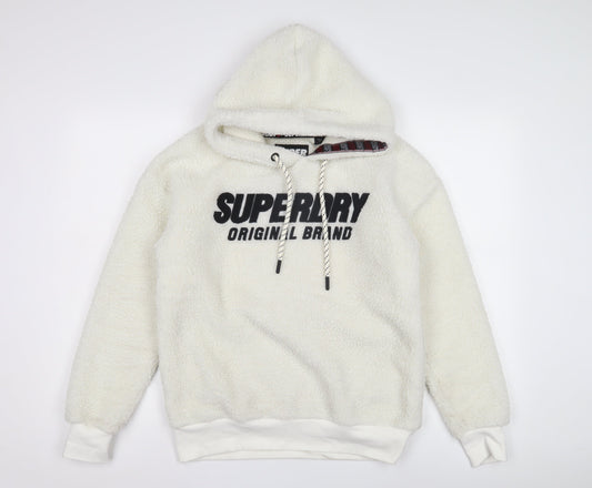 Superdry Women's White Hoodie, UK 10, Casual Fleece