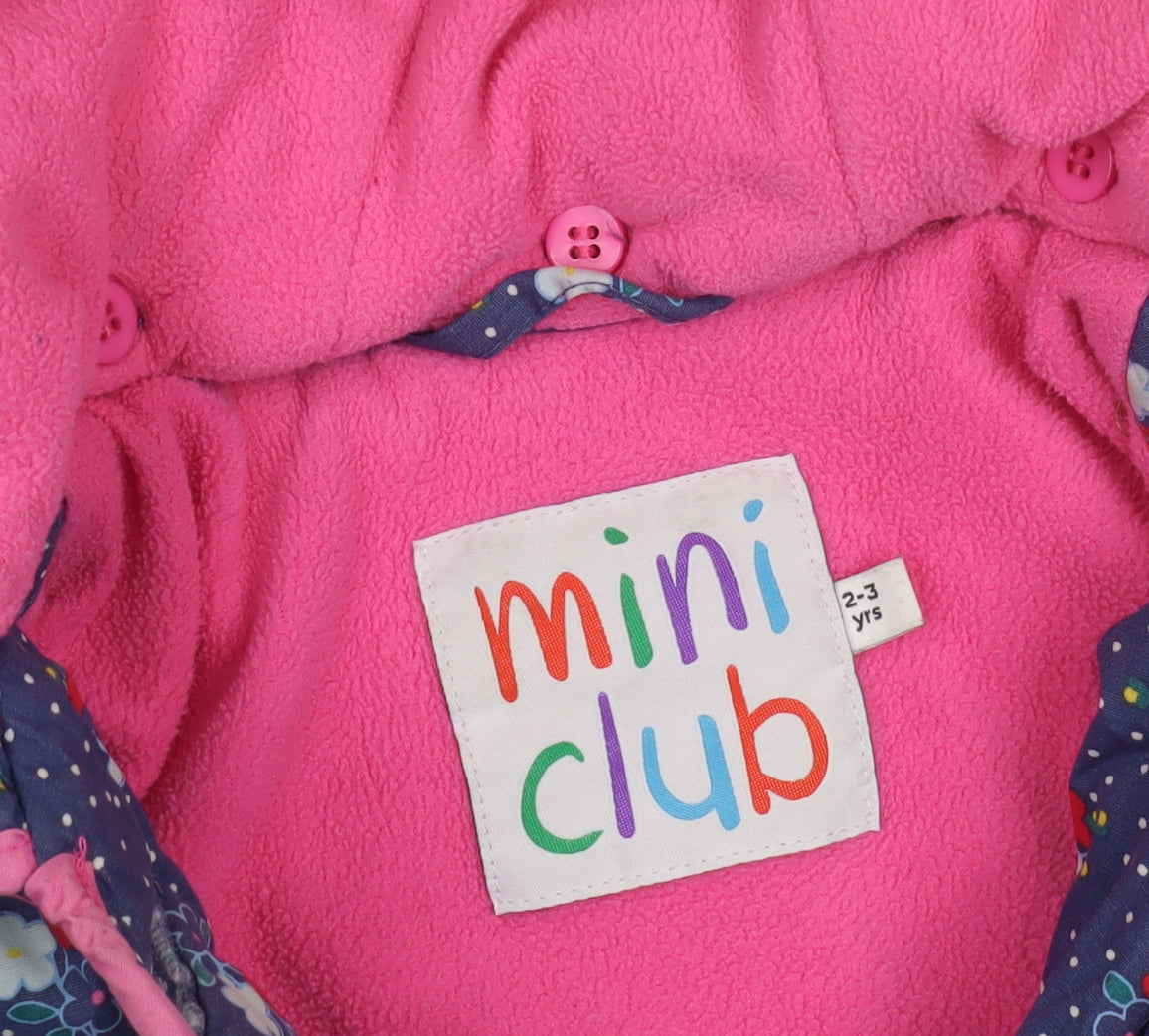 Close-up detail of Mini Club girls’ floral puffer jacket multicoloured 2-3 yrs