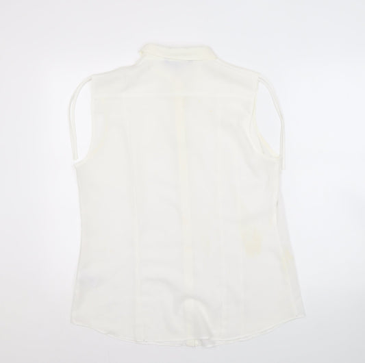 French Connection Women's White Button-Up Top Size 16