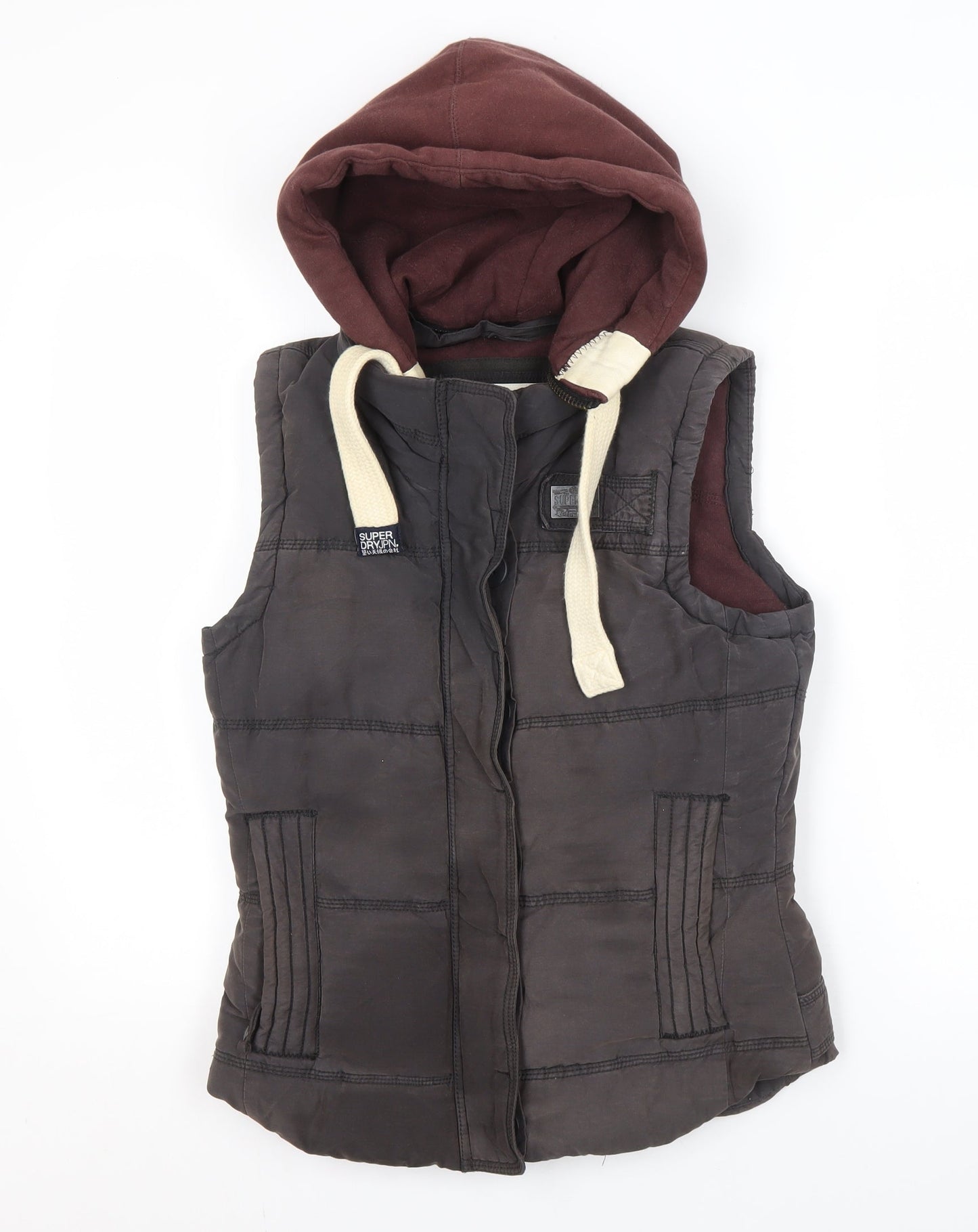 Superdry Women's Brown Hooded Waistcoat, Size S