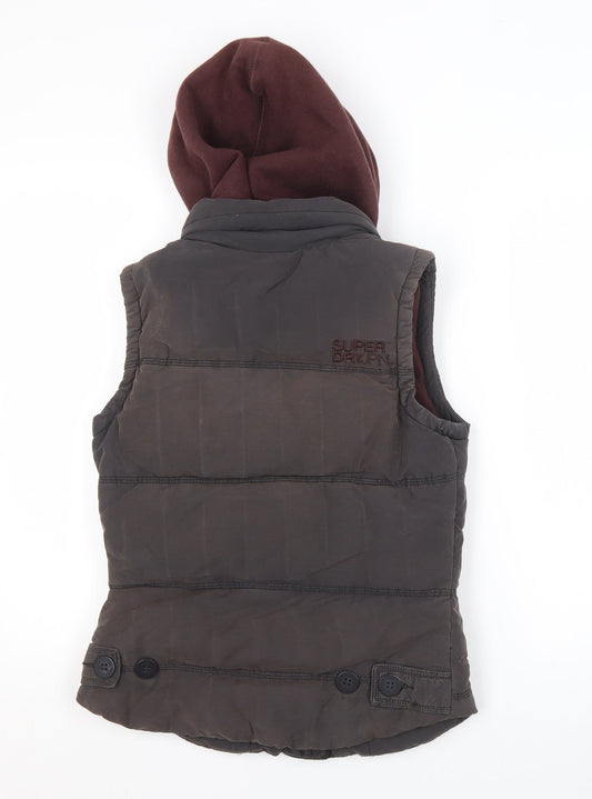 Superdry Women's Brown Hooded Waistcoat, Size S