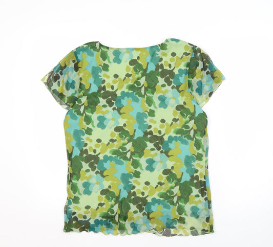 Anna Rose Women's Green Floral Chiffon Blouse Size 12