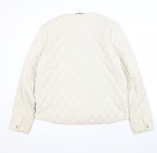 GANT Women Ivory Quilted Jacket L Casual Zip
