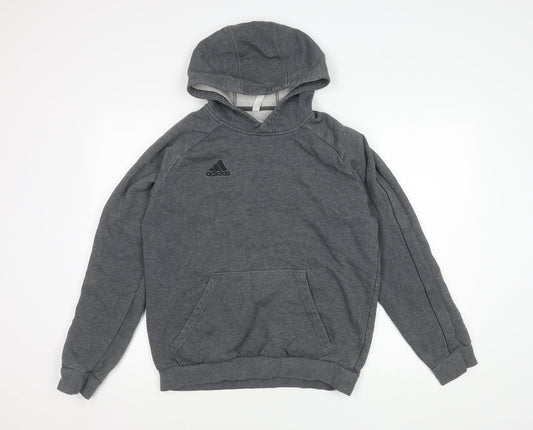 Adidas Men's Grey Pullover Hoodie, M, Logo Accent