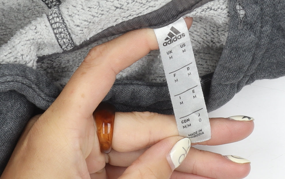 Adidas Men's Grey Pullover Hoodie, M, Logo Accent