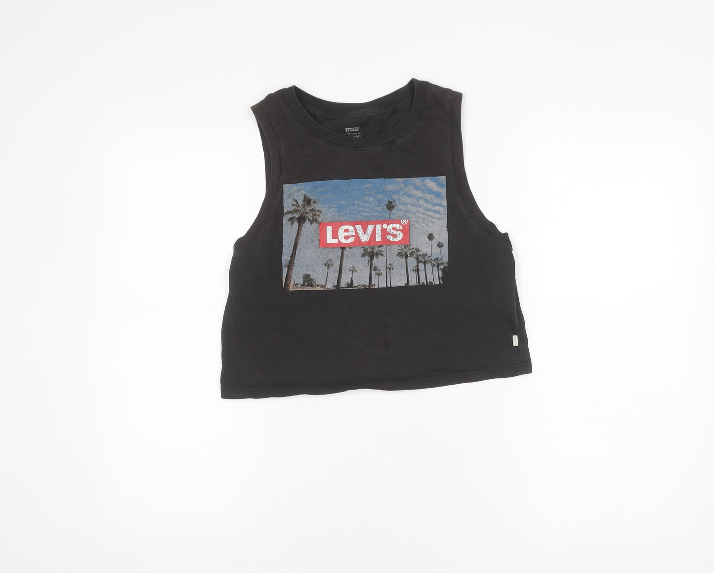 Levi's Women's Black Cropped Graphic Tank Top XS