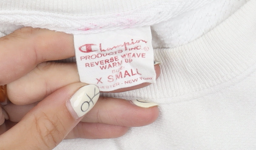 Champion Unisex White XS Logo Sweatshirt