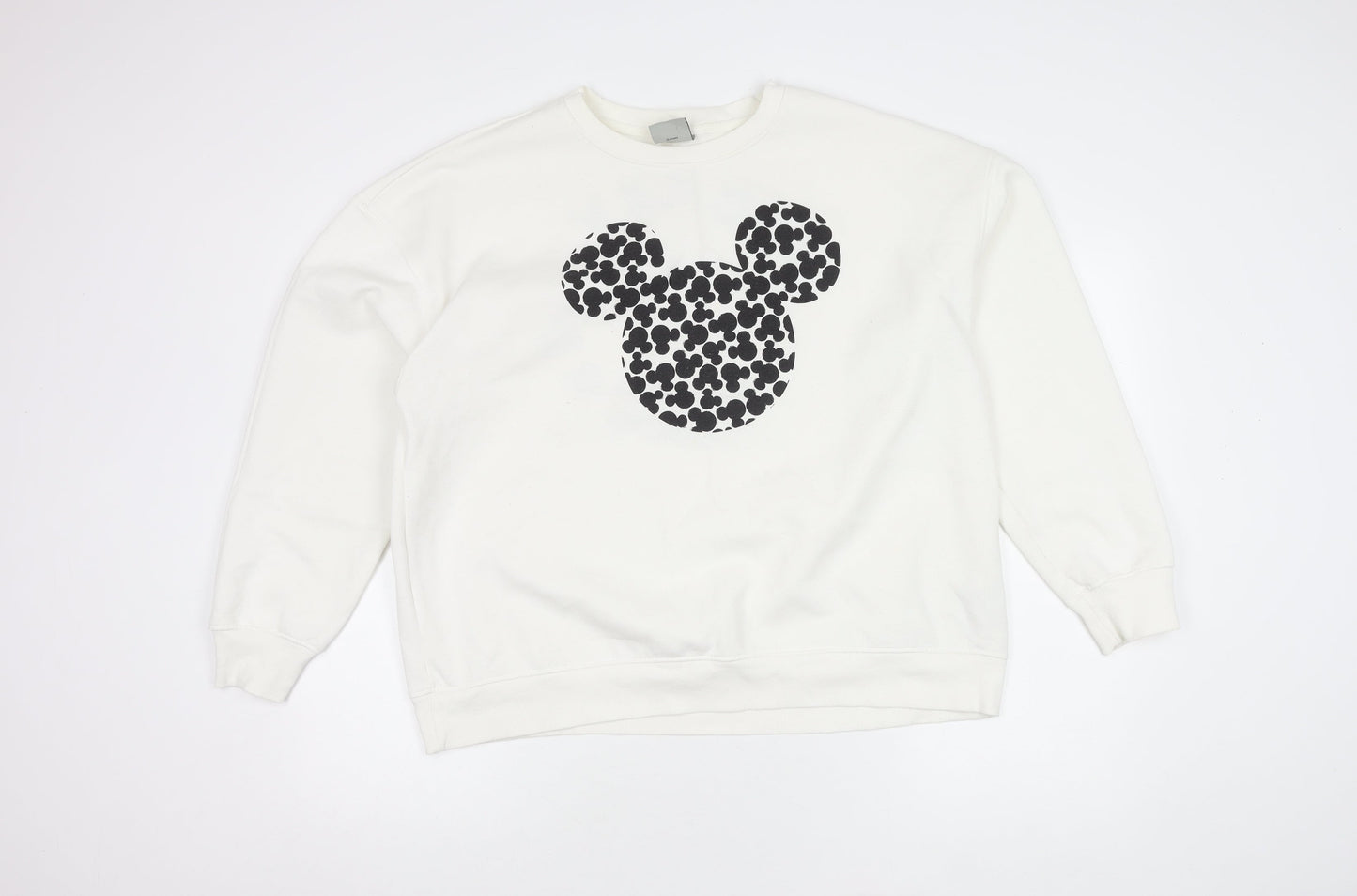 Disney Women's White Mickey Mouse Pullover Sweatshirt L