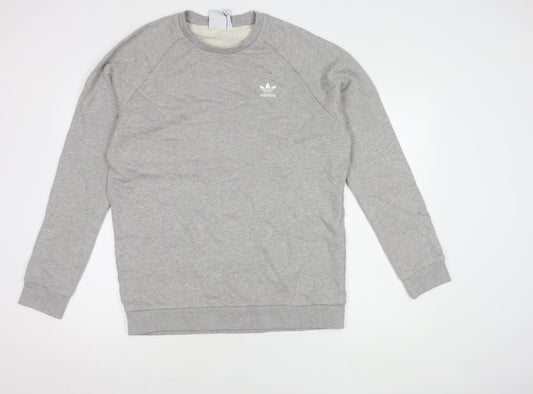 Adidas Men's Grey Pullover Sweatshirt Medium