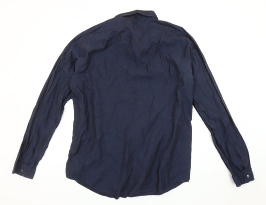 Hugo Boss Men's Blue Slim Fit XL Button-Up Shirt