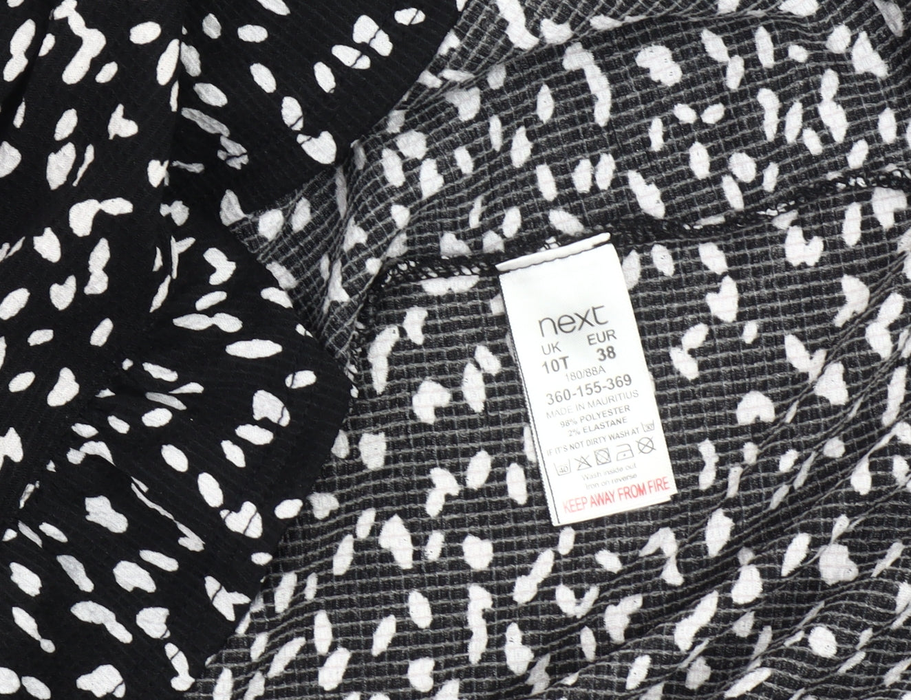 Next Women's Black Animal Print Fit & Flare Dress Size 10 Tall