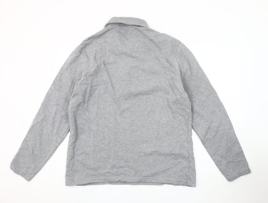 Marks and Spencer Men's Grey XL Collared 1/4 Zip Top