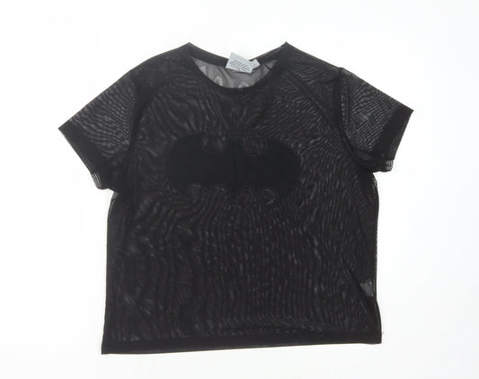 Womens UK Size 10 Batman Black Polyester Blend T-Shirt