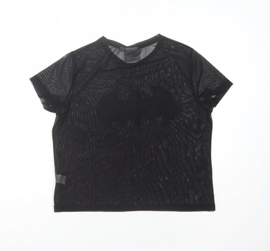 Batman Women's Black Mesh T-Shirt Size 10
