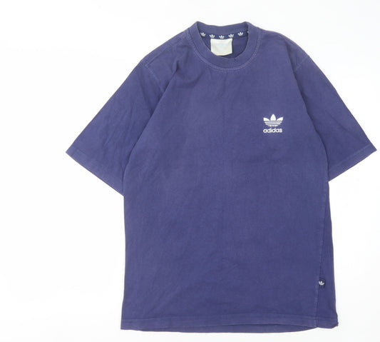 Additional front view of Adidas Men's Blue Crew Neck Logo T-Shirt