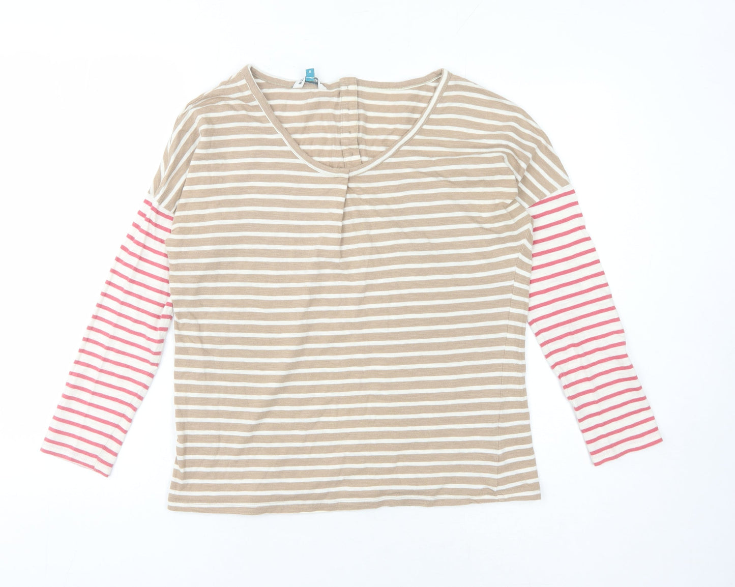White Stuff Women's Beige Striped T-Shirt Size 8