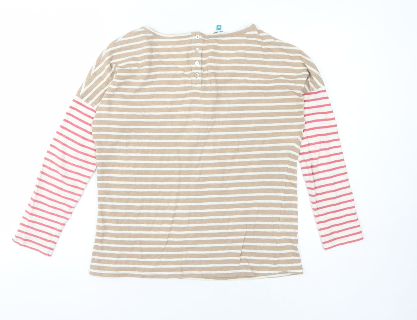 White Stuff Women's Beige Striped T-Shirt Size 8